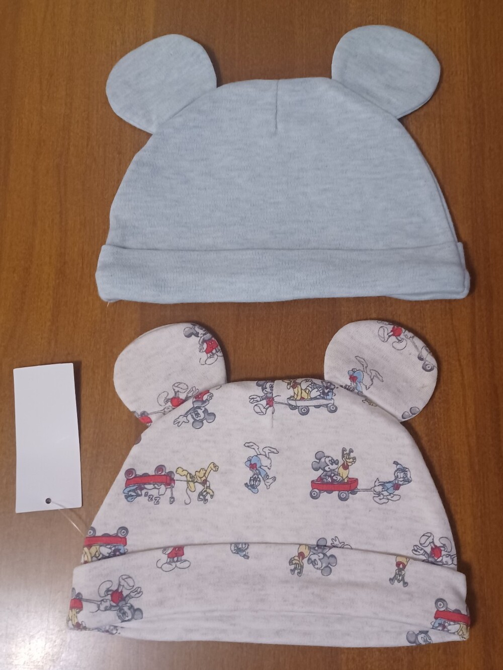Disney Baby Mickey Mouse Beanie Hat Size 3-6 Months Ears (Lot Of 2)